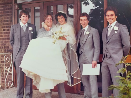 George and Claire's wedding 1980 : Groomsmen - Alan, Don and Kim 