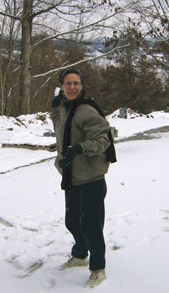 Susan in a snowball fight