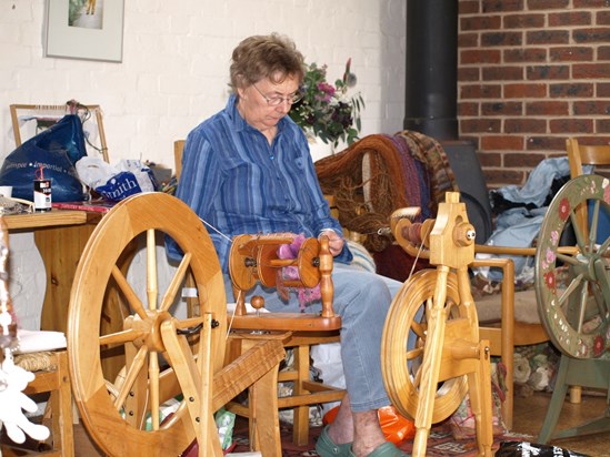 Catherine spinning in the Barn, Bore Place, such concentration....