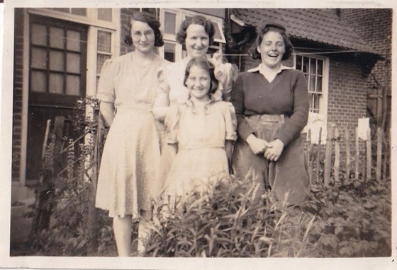 Sheila, front, with Margaret, Nancy and Daphne, c.1945