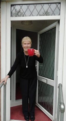 Barbara with a brew
