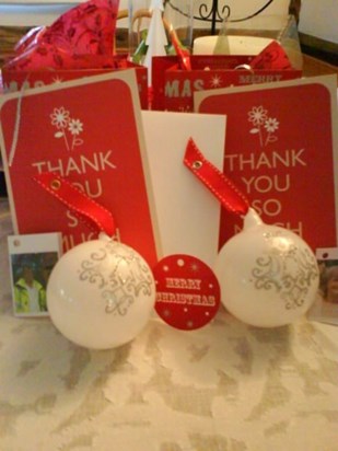 Commemorative christmas baubles given in your name to the school & East Kent Housing