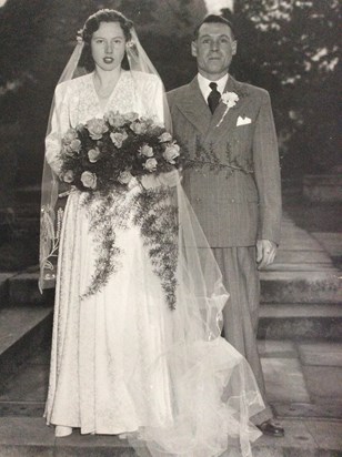 Mum with her dad On her wedding day at St Andrews Church, Enfield. She was 18