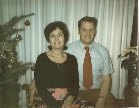 Barb and Larry at Christmas, 1970's