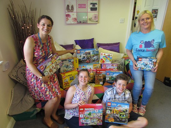 Donna & Gracie Hesbrook-Edwards along with Rhys donating LEGO from Fairy Bricks
