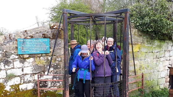 Tight squeeze at Chatsworth 'kissing gate'