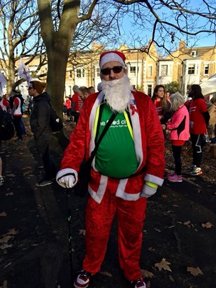 Simon attending World Aids Day Red Run 2017, dressed as Santa Claus