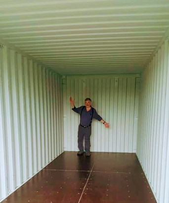 Mike celebrating the new container he organised for the club ??