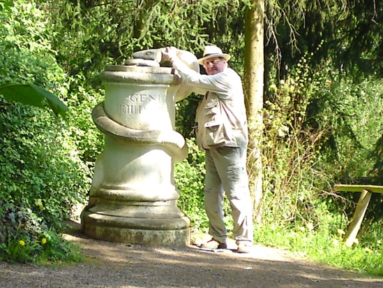 Peter and the Statue in the Park in Weimar in 2009 (German Group Trip)