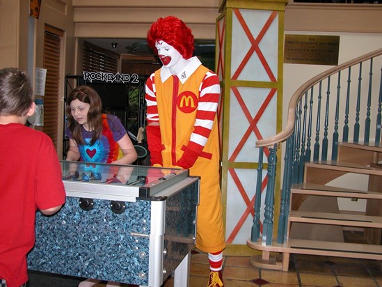 Playing at Ronald McDonald House with a visiting Ronald.