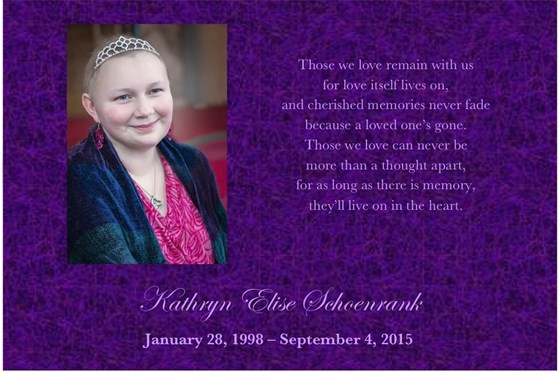 Elise's Memorial Card - front