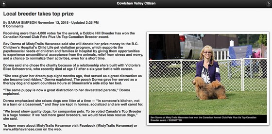 Cowichan Valley Citizen article