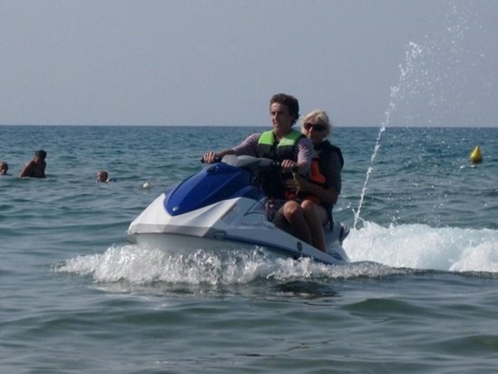 Nanny and Jonny jet skiing in Crete 2010