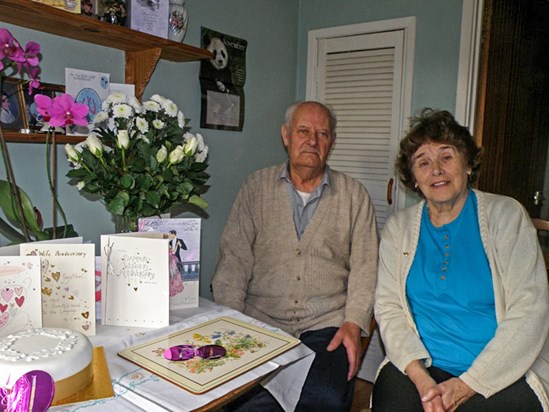 Mum and Dad celebrating their diamond wedding anniversary in November 2009.