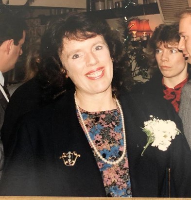 Jenny at Beverley's wedding, December 1989