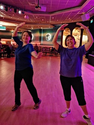 On our own 'strictly dance floor' doing our pirouettes, we had such a laugh, great times.