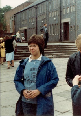 Pam's has finished her last Final exam. It was a cool June day. She looks a bit worried,she was suspicious, as we planned to kidnap her as a surprise and take her out to lunch