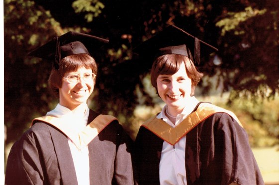 Pam and Elizabeth on their Graduation Day, July 1984. ( Shaun took the photo.) A happy day !!