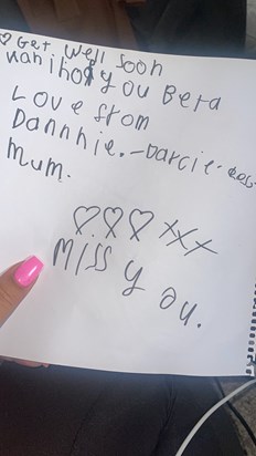 Darcie-Rose get well soon letter for you nanny xxxx