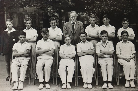 Alderman Newton Boys School.  Under 13 Team 1946. David Rawson second left back row. 