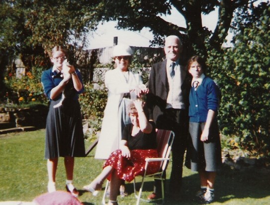 with Mam, Grandad and Nana Eagle and a cat (or is it a rabbit