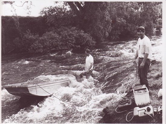 Marek (right) field research, Australia 1997. Boat capsized