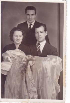 Marek's Christening, 1961. With his father (centre back), and godparents