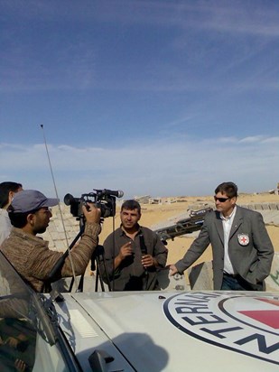 Rafah - Gaza Strip: giving interview for Waste water treatment plant 2009