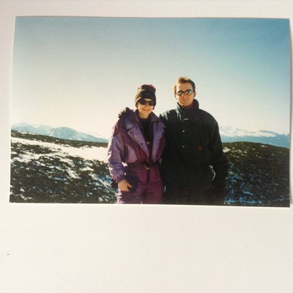 Auntie Terril and Dad - skiing
