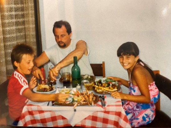 On holiday in Menorca in 1986 (I think!)