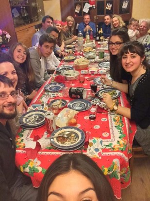 A Testa family Christmas 2014! Grandad tucking into his dinner in this photo at the back the only one not posing for the photo! There will be an irreplaceable gap at the table this Christmas. Will raise a glass or two for you Grandad ??xx