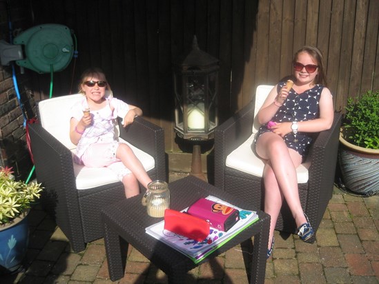 The girls chilling out at Nannie precious & Dids.