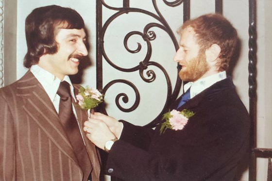 John Alcock in his wedding day and mick was his best man.