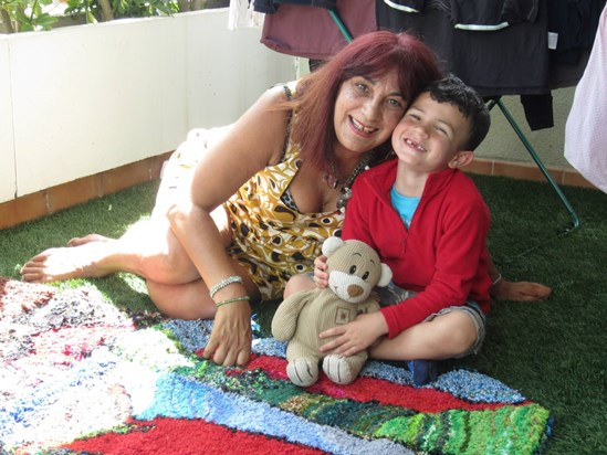 Helen showing us all her rugs in  Gran Canaria.