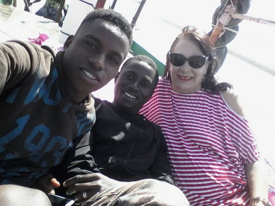 Helen,Alagie and Ebou on the fula princess boat