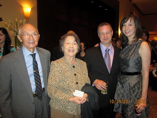 Us at Darla's wedding with Grandma and Grandpa Leong