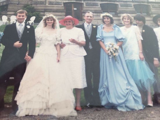 Aunty Janet's (her sister) wedding. Mum and Dad are on the right