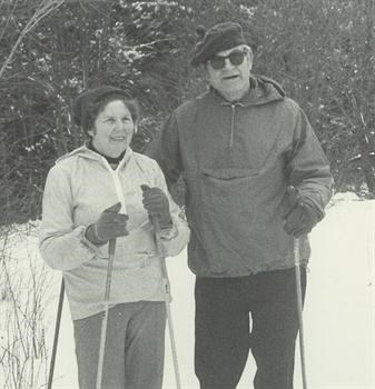 Margaret and Bob cross-country skiing
