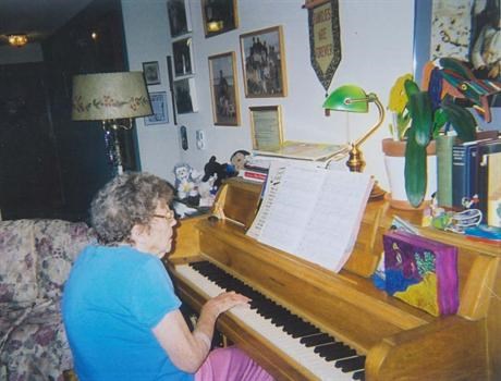 Playing her piano