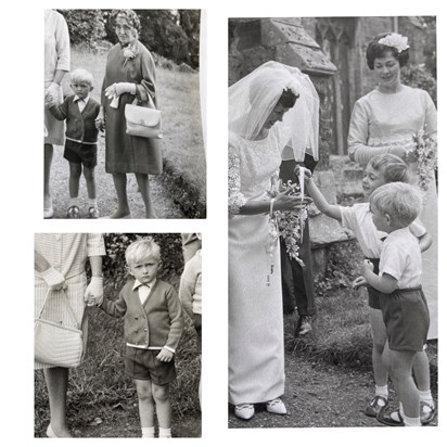 Christopher at my late mother's (his Auntie who was very fond of him) wedding day 1967: TL: with our late Nana BL: Christopher, R: My mother, Christopher, Andrew & his mum (my Auntie)