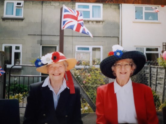 Lady B (Barbara Cameron) and Lady Eleanor at The Queen's Jubilee party in Chew Stoke