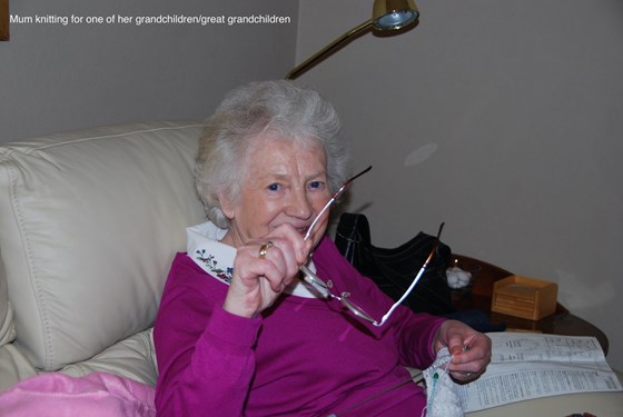 Mum knitting for one of the grand children or great grandchildren