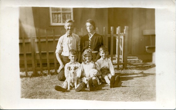 Mum on holiday in Troon in Scotland, with her mum, dad and brothers