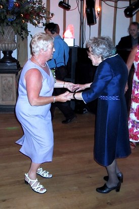 Jane dancing with Colin's mother at Neil's wedding 2002