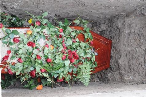 Coffin, Roses in Grave