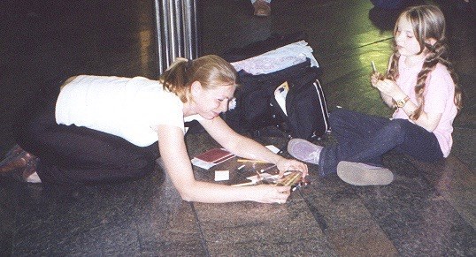 Big Fliss and Little Fliss at Moscow Airport, 2002