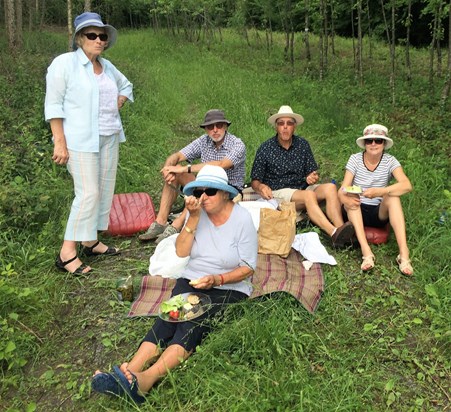 Picnic lunch on way to Alsace in May 2018 to take part in Vintage car rally - wonderful memory