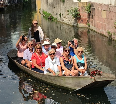 Enjoying a trip on the river in Colmar, France with car club friends
