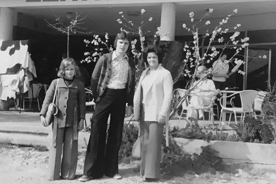 Mum, Deb and Peter in Majorca, must have been cold