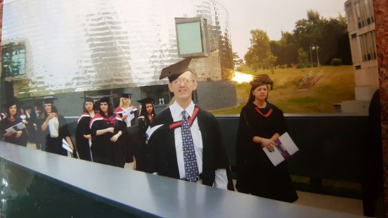 Philip getting an MA at the University of Essex